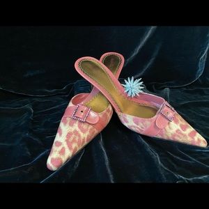 Isabella Fiore Leopard Print Mule Heels